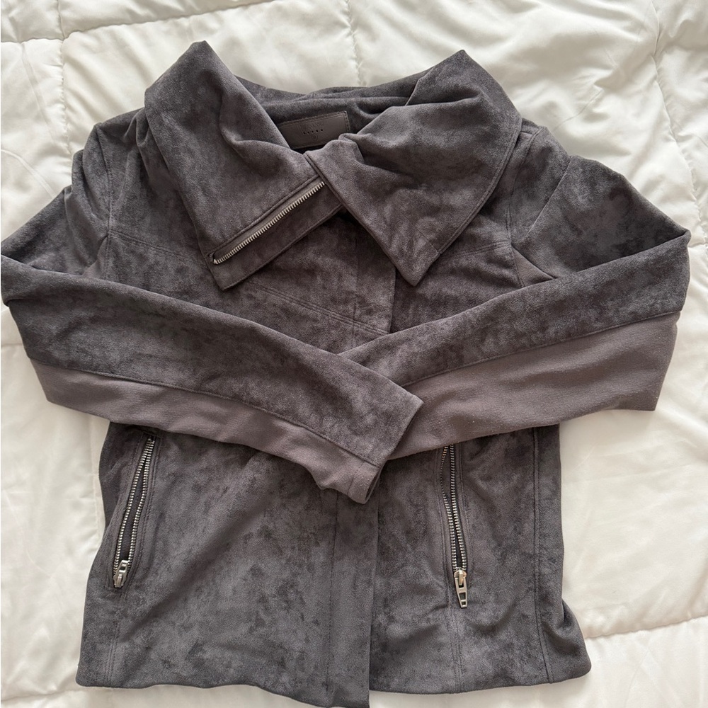 Blank NYC Asymmetrical faux suede Charcoal Jacket - Picture 1 of 8